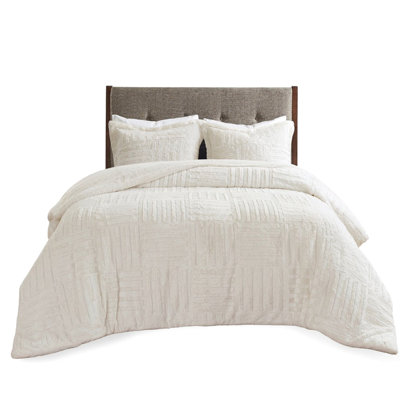 Faux Fur Comforter King/ King - Checkerboard, No Bleach Allowed, Tumble Dry Separately Optimized Comfort, Machine Washable