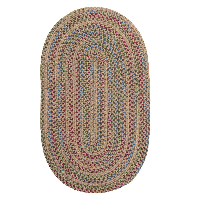 Tapis naturel / bleu / rose Dollman, Ovale 11 pi x 14 pi