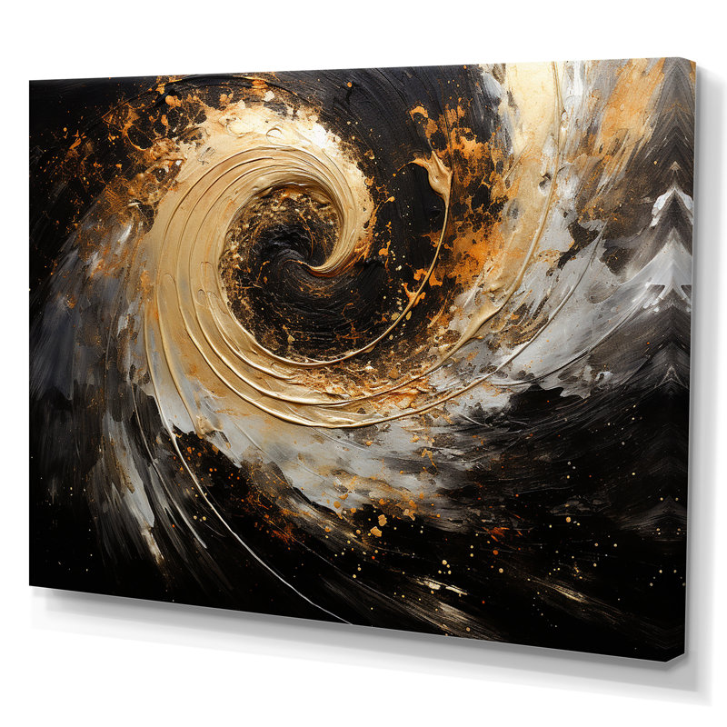 Celestial Contrast Spirals I - Décoration murale spirales abstraites, H 12 po x l 20 po x P 1 po, Toile tendue