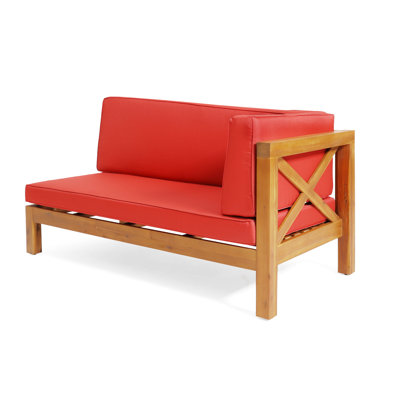 Banc, rouge - fait de bois avec des tissus de coussin d'eau pour la durabilité Cadre du banc pour les éléments extérieurs et le confort du rembourrage