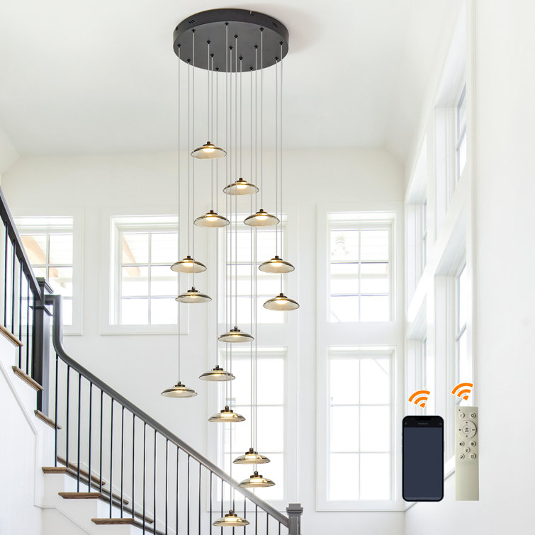 15 - Light Cluster LED Dimmable Pendant Light Long Staircase Chandelier