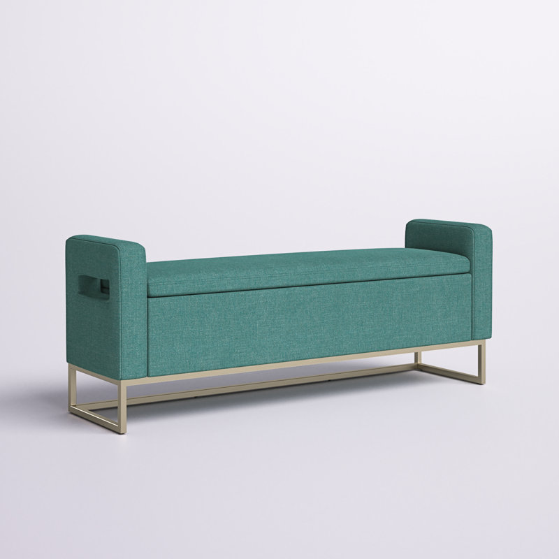 Banc de rangement rembourré Anavaeh, Bleu sarcelle