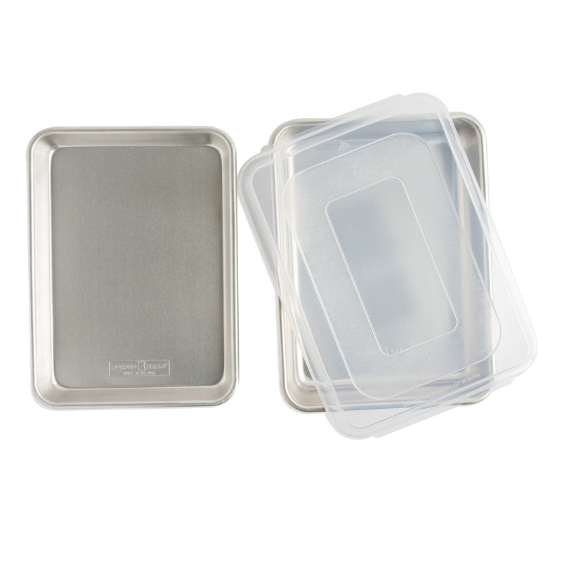 Natural Aluminum 3-Piece Baking Set with Plastic Lid