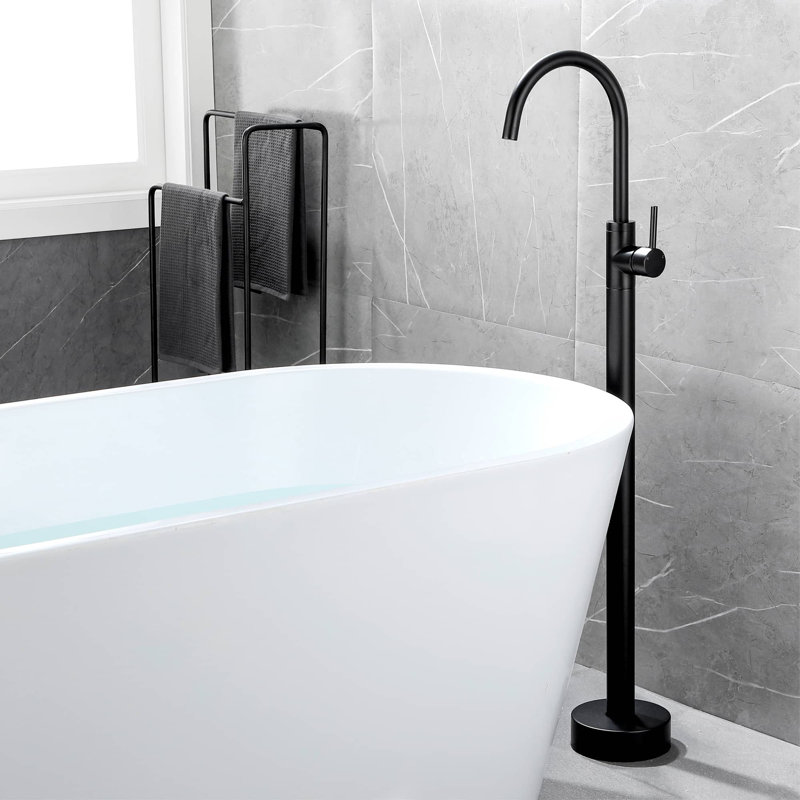 1 Handle Floor Clawfoot Tub Faucet, Matte Black