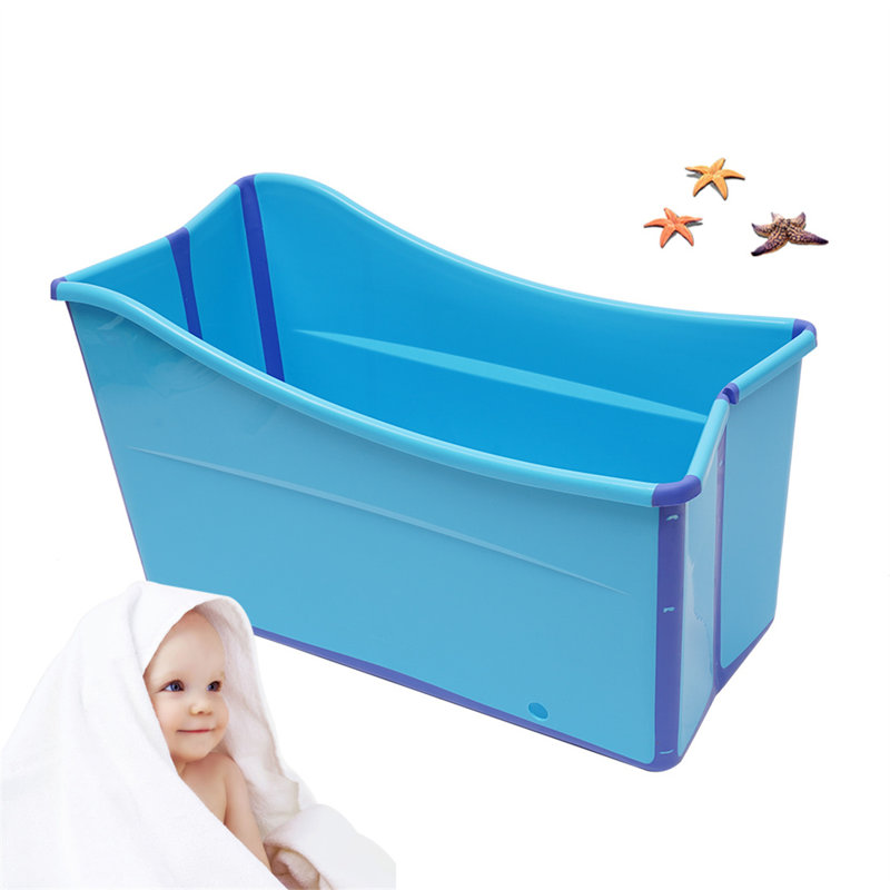 Baignoire pliante portable pour adultes et enfants, gain de place (pliée à 9,9 cm), siège antidérapant, capacité de 90 kg