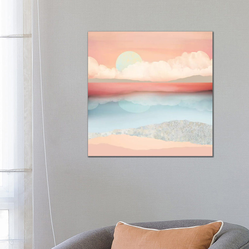 Mint Moon Beach - Print on Canvas, Wrapped Canvas, 45.72 cm H x 45.72 cm W x 3.175 cm D