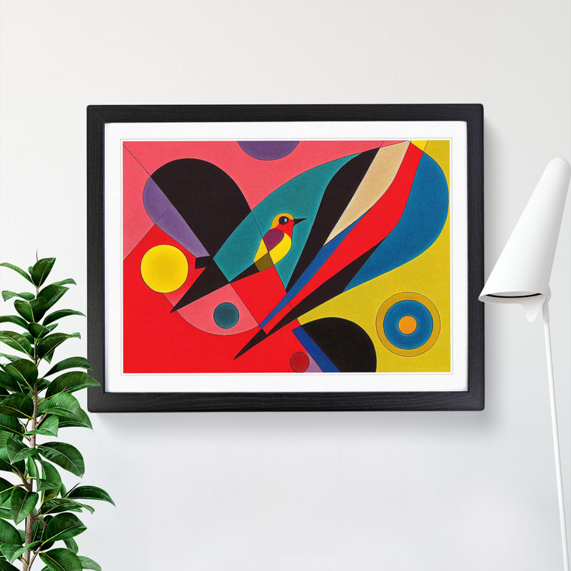 Abstract Robin Bird Vol.3 - Single Picture Frame Print, 46cm H x 64cm W x 2cm D, Black Framed