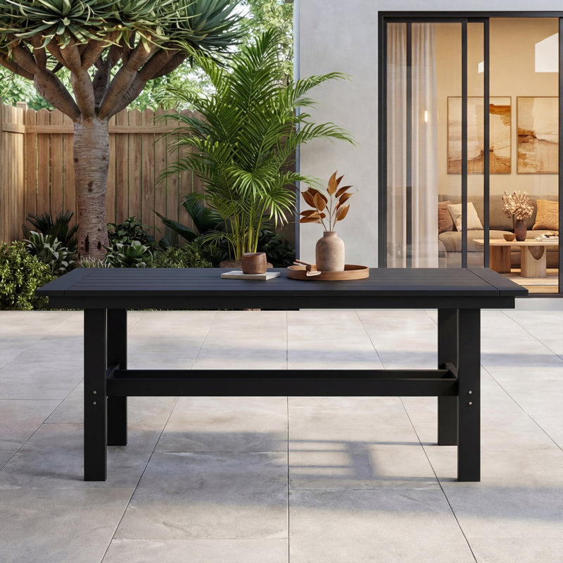 6-Person HDPE Outdoor Dining Table - All-Weather, Black