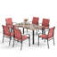Ensemble de salle à manger pour 6 personnes en métal avec table rectangulaire-380957761