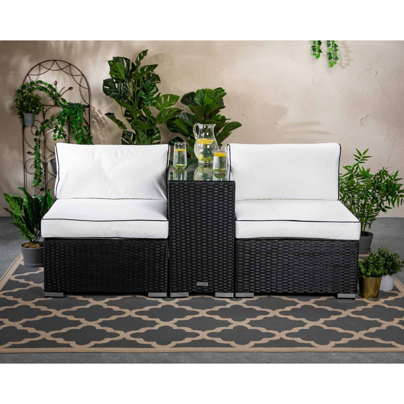 Besse Bistro Set With Arm Section In Black And Vanilla