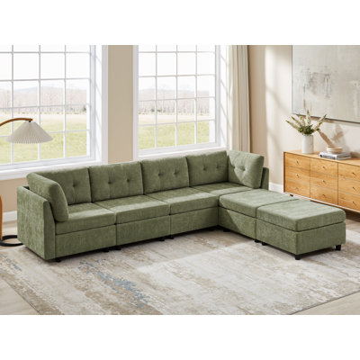 Canapé modulaire rembourré en chenille avec repose-pieds Chenille