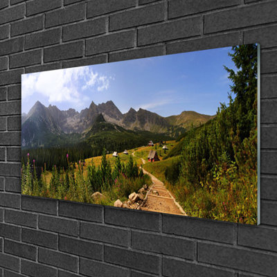 Nature Mountain Forest 1 Piece Wall Art on Glass
