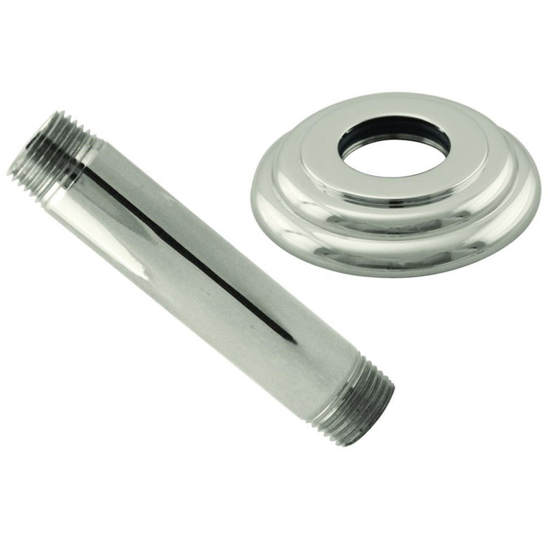 Westbrass 1/2" IPS x 4" Round Ceiling Mount Shower Arm with Flange, Polished Nickel