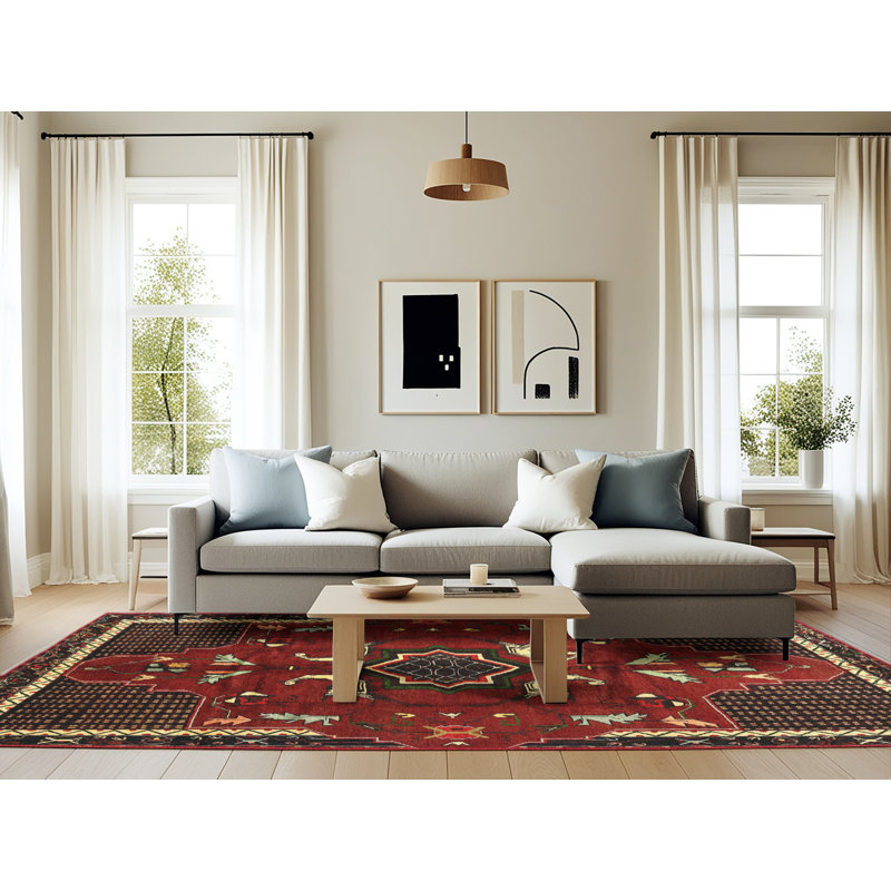 Tapis rouge à motif sud-ouest, Rectangle 6 pi x 9 pi