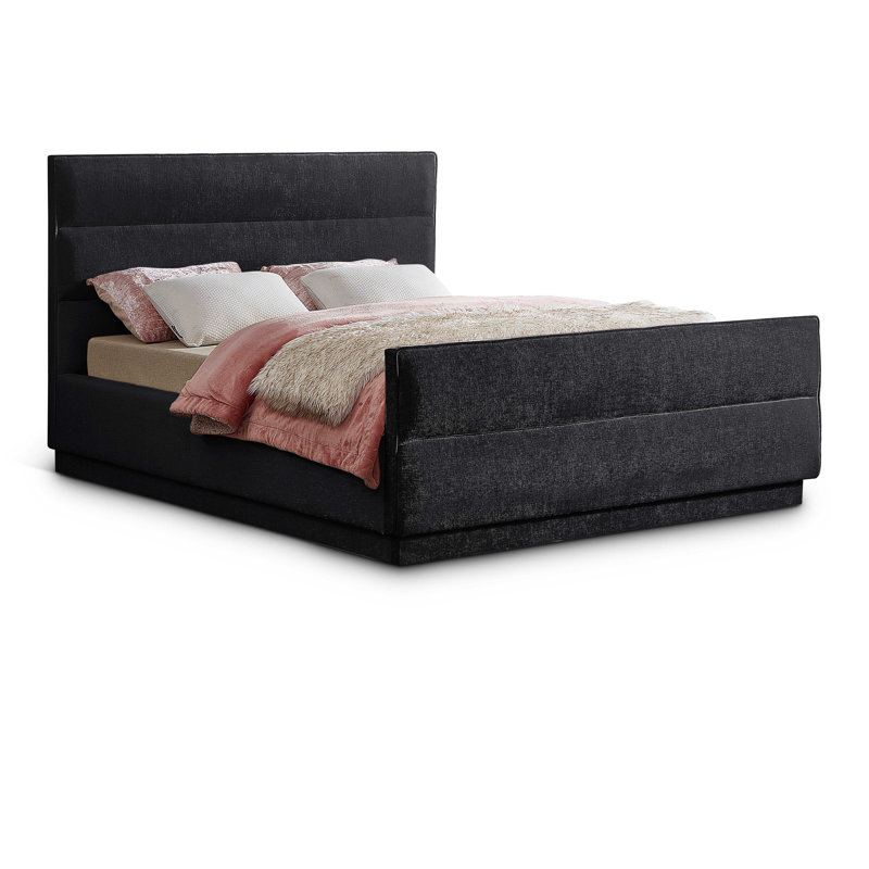 Lit tapissier standard capitonné Paxton, Très grand, Black Chenille Fabric