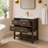 Aastha 37" Walnut Single Sink Bathroom Vanity with Solid Surface Composite Top-61495335