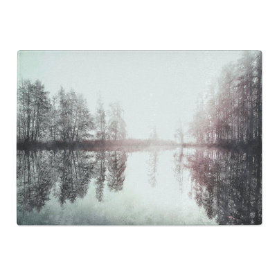 Tempered Glass Foggy Sunrise in Germany Chopping Board