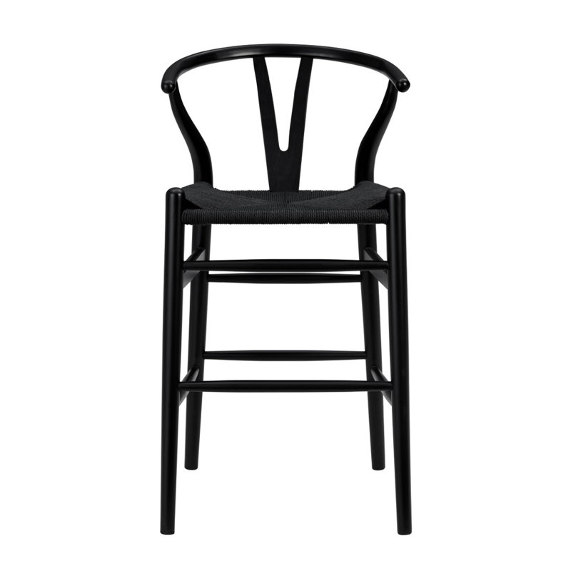Tabouret de bar / de comptoir en bois massif Fairbanks, Noir, Noir, Tabouret de comptoir (siège d'une hauteur de 26 p