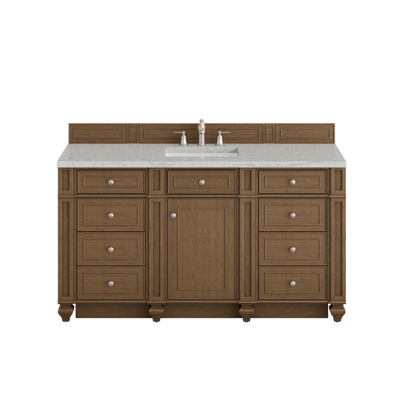 Bristol 60 in. Single Vanity, Saddle Brown, Eternal Jasmine Pearl, 8" Widespread