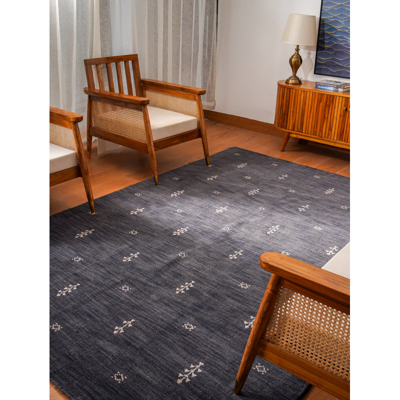Anley Hand Knotted Loom Wool Eco-Friendly Area Rugs - Rectangle, Charcoal White Color, Contemporary Modern Design, High Pile Thick Handmade Anti Skid Area Rugs for Living Room, Bed Room
