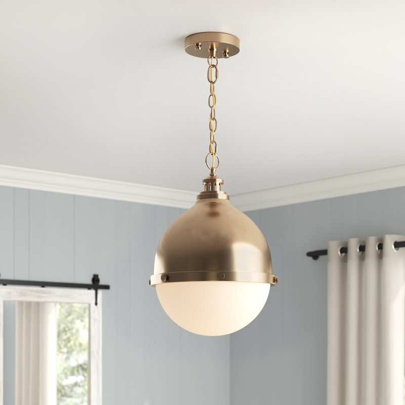 Luminaire suspendu en forme de globe à 1 lumière Haley, 24,63" H x 17,5" L x 17,5" D, Bronze brillant
