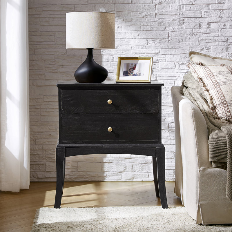 Einav 23.6"W Transitional Solid Wood Nightstand, Charcoal