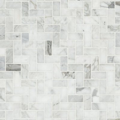 Venatino Elysia Herringbone 12 in. x 12 in. Honed Marble Mosaic Floor and Wall Tile