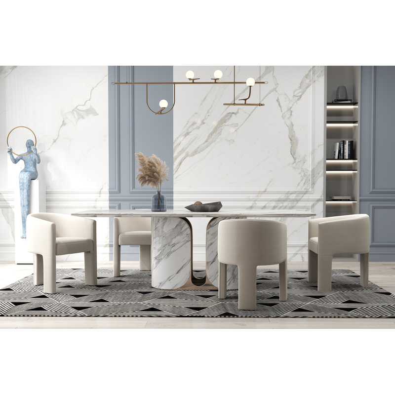 Modern Barrel Dining Chair With Solid Wood Legs, Upholstered Arm Dining Chair, Comfy Side Chair For Living Room/Dining Room