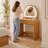  Modern MDF and Rubber Wood Makeup Vanity Table with Touch Screen Lighted Mirror and Convertible Desk Function-1734324313