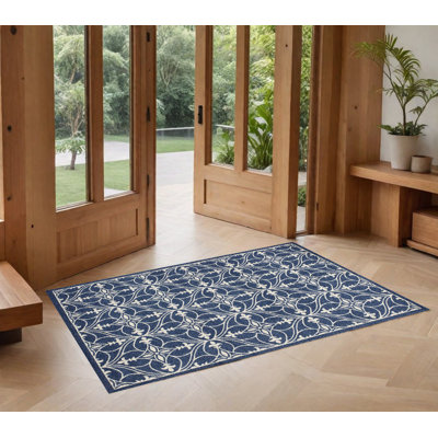 Tapis bleu et ivoire Aasto