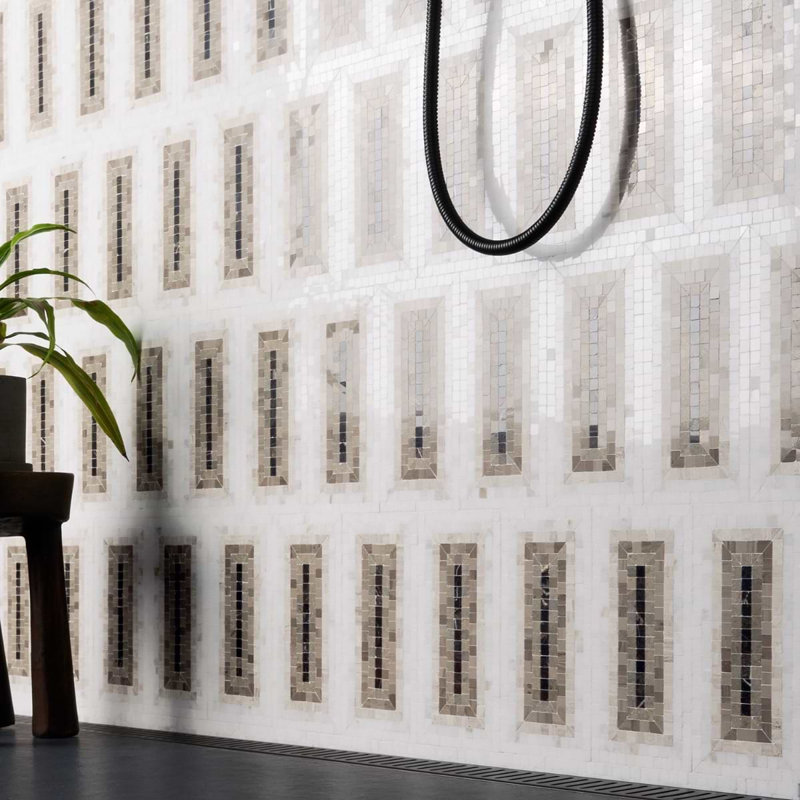 Ako 4x9 Rectangle Marble Micro Mosaic Tile, Saint Laurent Brown