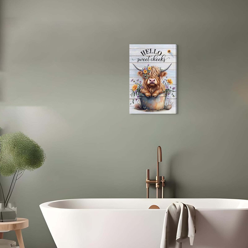 Framed Highland Cow Wall Art,highland cow bathroom decor Pictures Wall Decor,40x60cm
