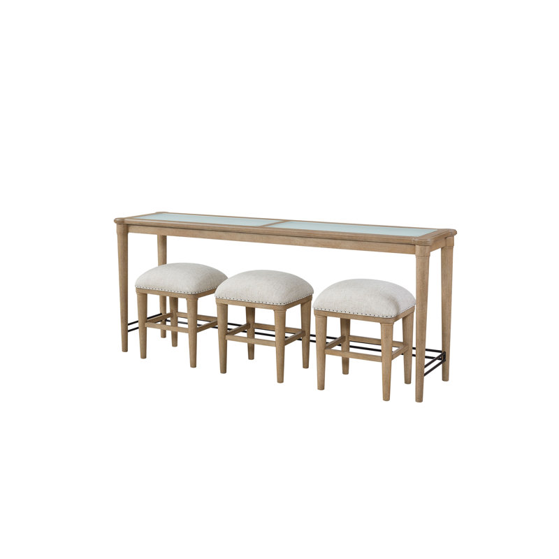 Console en verre givré avec 3 tabourets