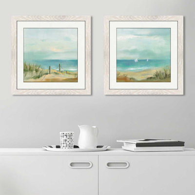 « serenity on the beach ii », ensemble de 2 reproductions de peintures à l’acrylique encadrées