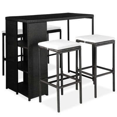 Rectangular 4 - Person Bar Height Dining Set with Cushions