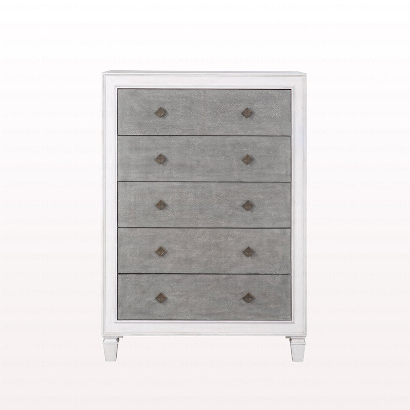 Commode moderne rustique gris et blanc vieilli