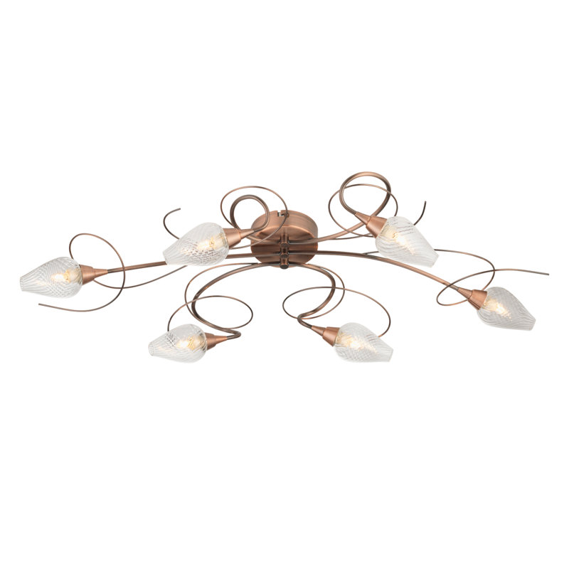 Kerby Glass Semi Flush Mount, Antique Brass
