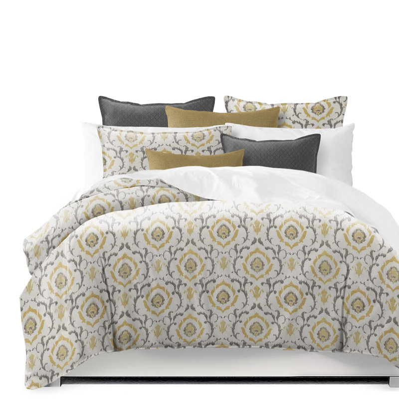 Inaya Microfiber 3 Piece Comforter Set, Twin Comforter + 1 Sham + 1 Throw Pillow, Gray