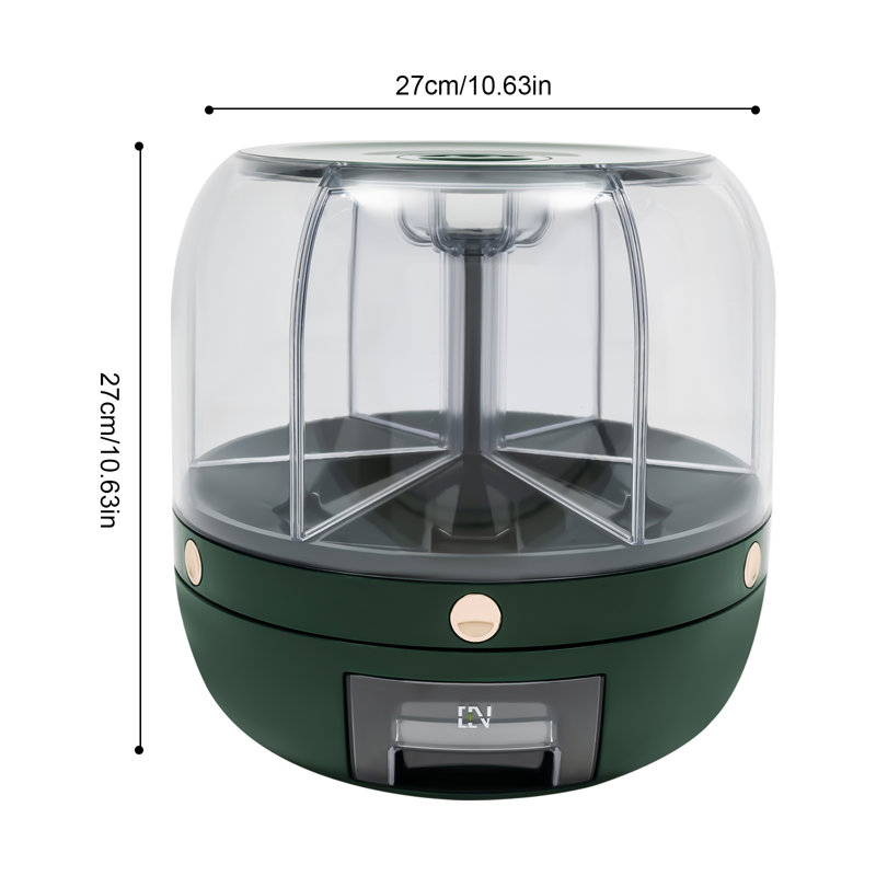 Darryon 6-Grid 13.2Lbs Rotating Rice Dispenser Grain Storage Container