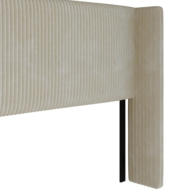 Full Upholstered Headboard, Light Beige, Queen