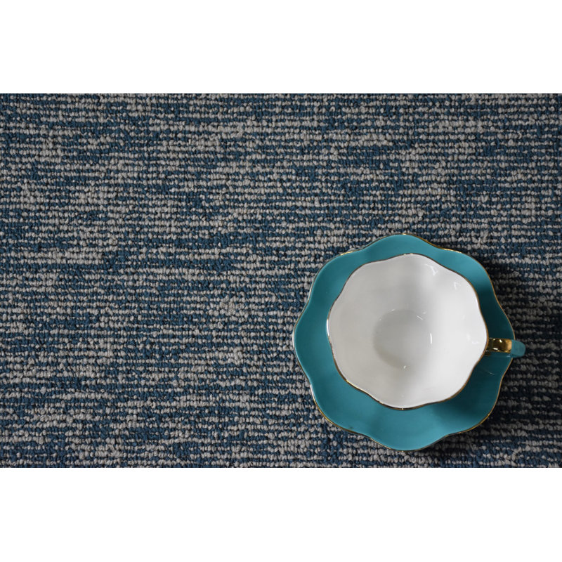 Tapis décoratif Elemental - imprimé géométrique bleu délavé, Carré 11 pi