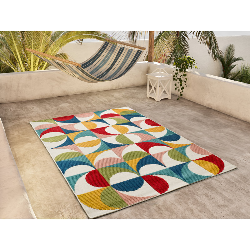 Baylee Geometric Shapes Flatweave Indoor / Outdoor Area Rug, Rectangle 160 x 230cm
