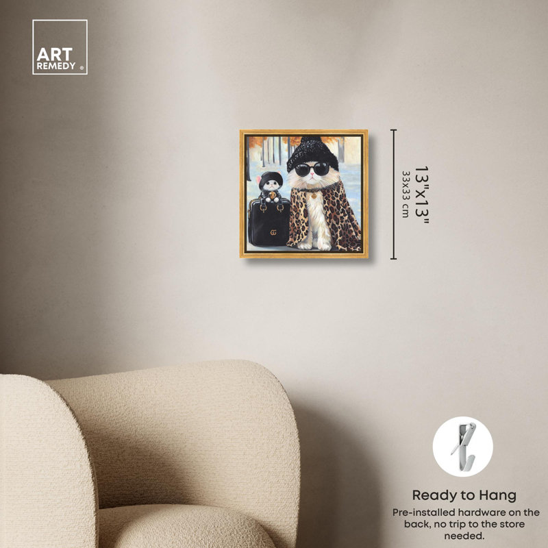 Amical, reproduction de toile sur toile par Art Remedy, Cadre flottant doré, H 13 po x l 13 po x P 1,8 po