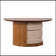 Rosman rond en bois avec 3 tabourets gigognes en tissu