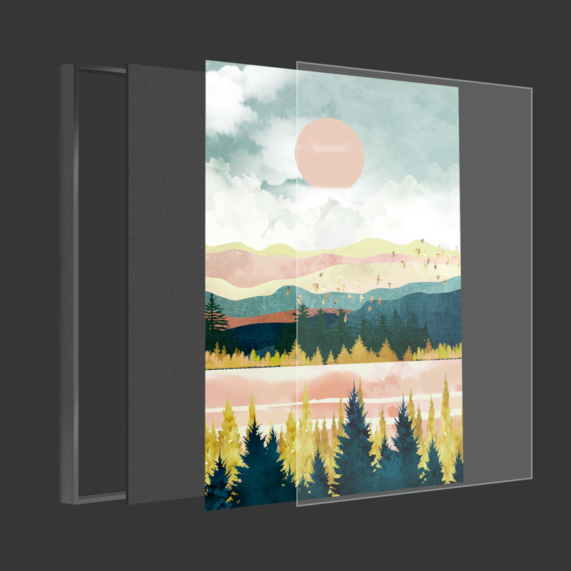 Paysage naturel - Peinture sur toile 3 pièces, H 16 po x l 36 po x P 1,5 po, Noir