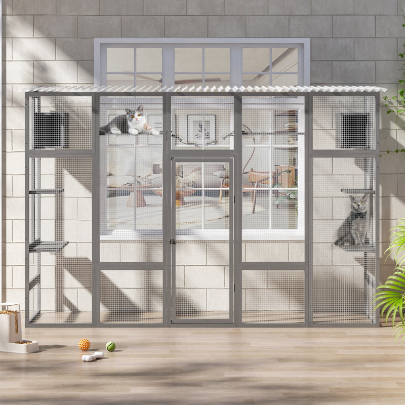Fosca l 104 po x H 72 po Grand extérieur Catio - parc fermé, Gris