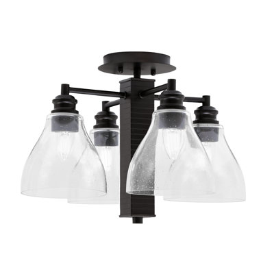 Edge 4 Light Semi-Flush Shown With 6.25" Clear Bubble Glass