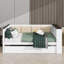 Lit de jour simple avec tablettes de rangement, dossier rembourré, port USB et lit gigogne-319263544