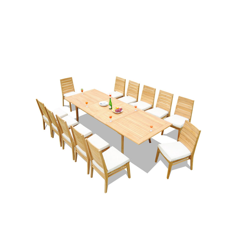 Charleston Outdoor 13 - Piece Teak Dining Set