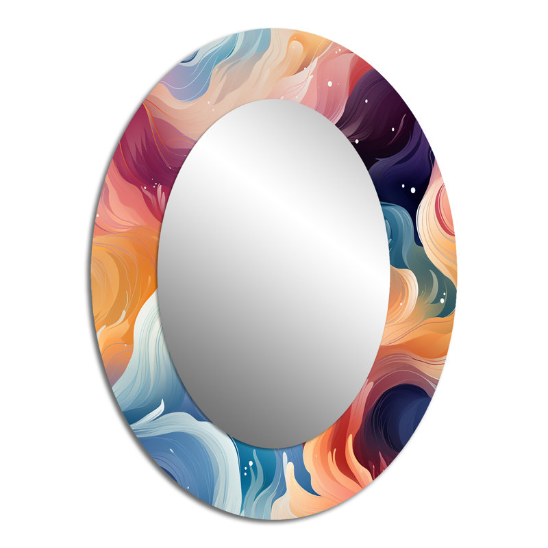Miroir mural bleu et mauve, H 40 po x l 30 po